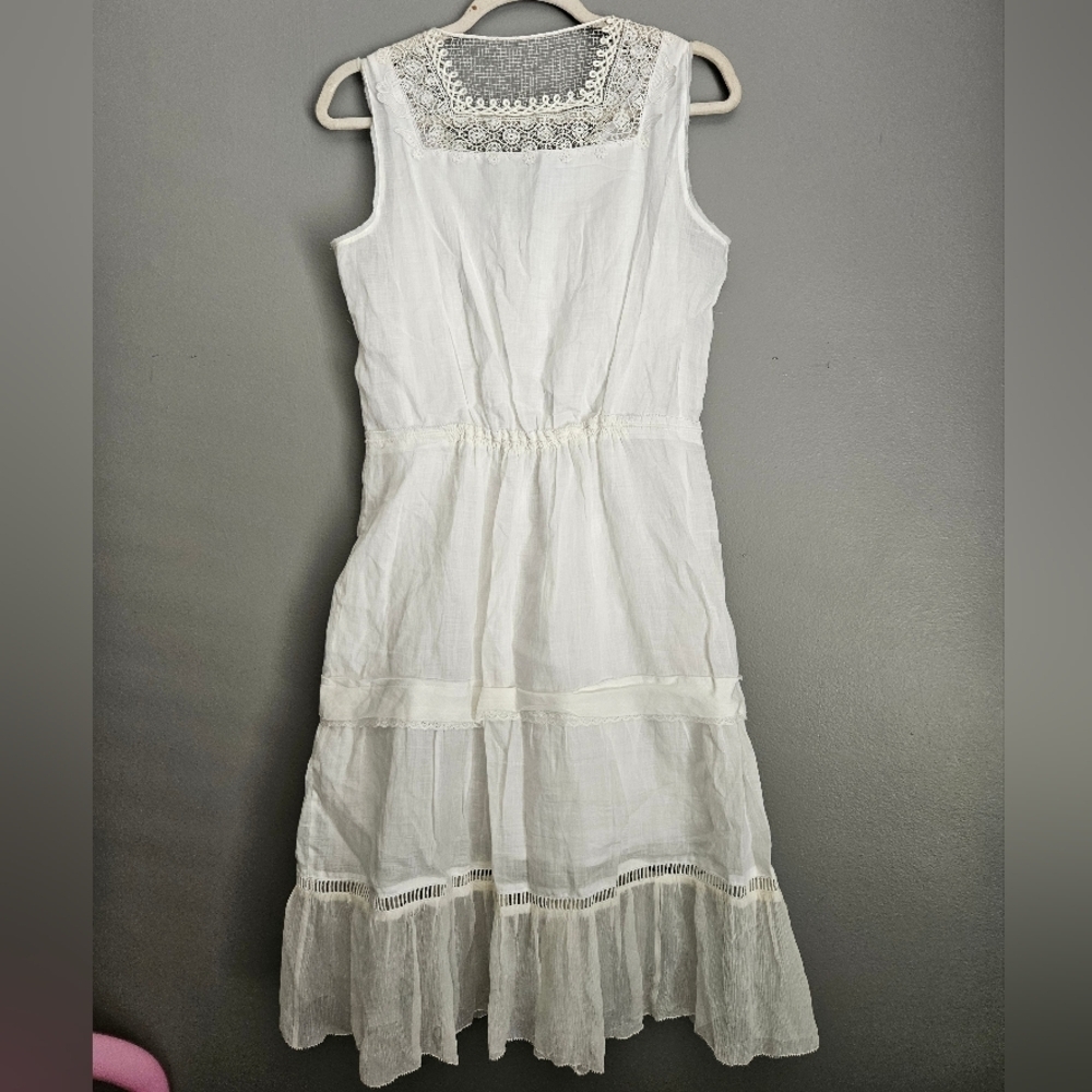 Elie Tahari White Lace Trim Boho Dress - Picture 6 of 10